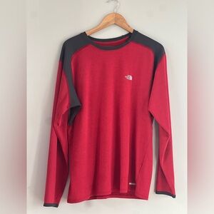 The North Face Men's VaporWick Red and Gray Long Sleeve Tee